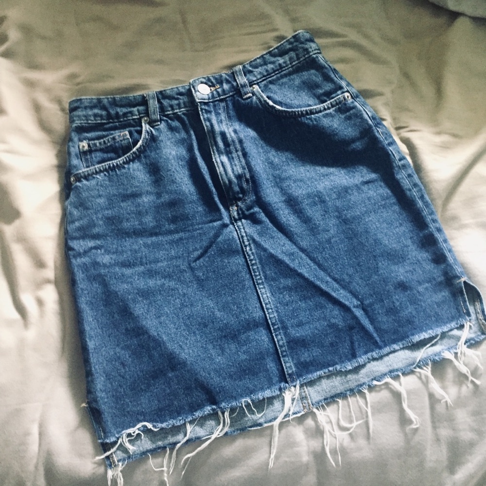 H&M Denim Distressed Jean Skirt